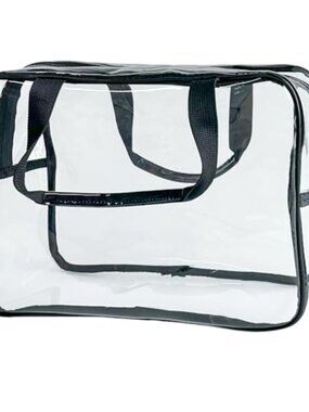 Clear PVC Large Zipper Cosmetic Pouch Travel Makeup Bag with Handle